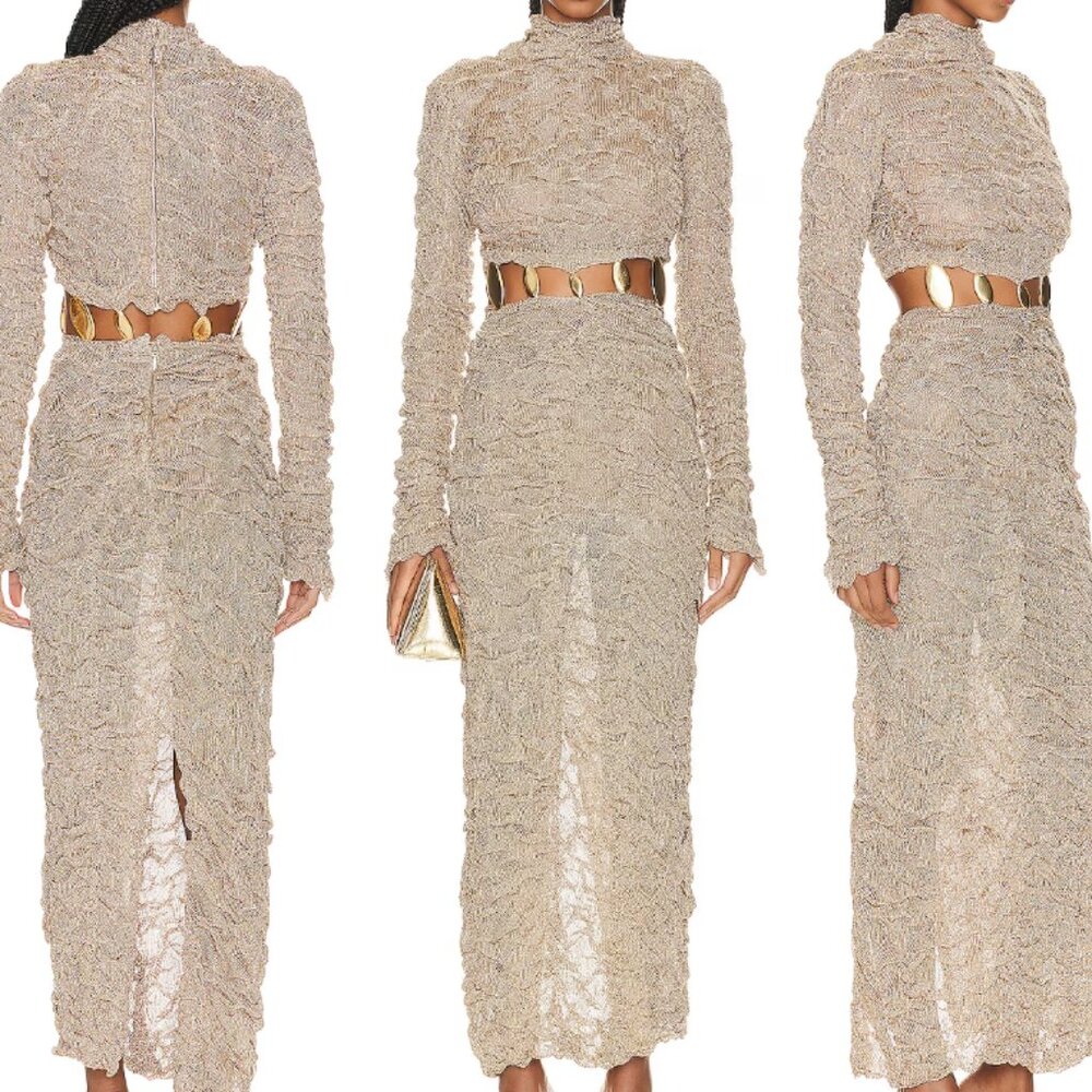 SIMKHAI - Karissa Textured Mesh Maxi Dress